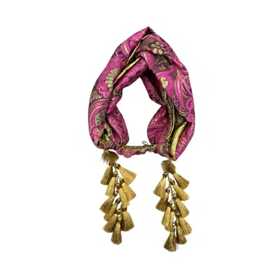 Julia Clancey Women's Pink / Purple Paisley Purple Chacha Turban Twist In Gold