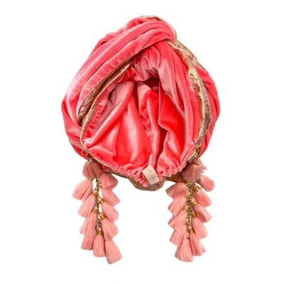 Julia Clancey Women's Pink / Purple Papaya Brocade & Velour Chacha Turban In Pink/purple