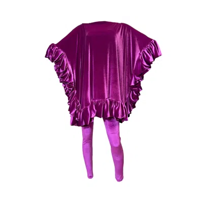 Julia Clancey Women's Pink / Purple Plum Mini Ruffle Dress & Leggings Set In Pink/purple