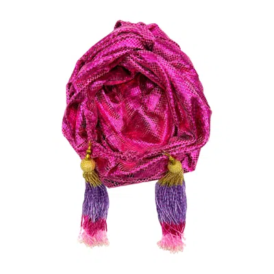 Julia Clancey Women's Pink / Purple / Red Magenta Snakeskin Luxe Turban
