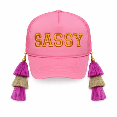 Julia Clancey Women's Pink Tasseltastic Sassy Tassel Trucker Cap In Gray