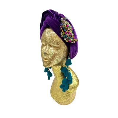 Julia Clancey Women's Purple Aubergine Peacock  Chacha Turban In Multi