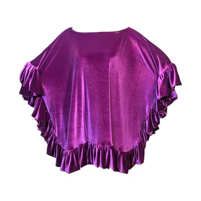 Julia Clancey Women's Purple Mini Ruffle Plum Velour  Dress