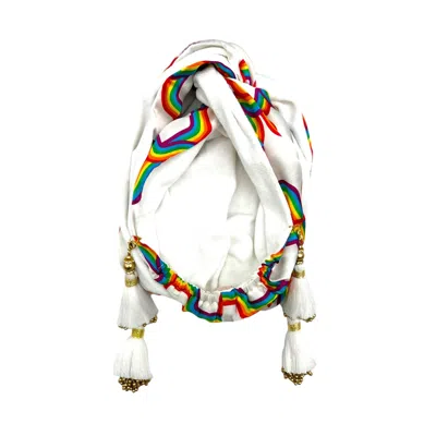 Julia Clancey Women's Rainbow Link Silk & Terry Mini Dorado Turban In Gray