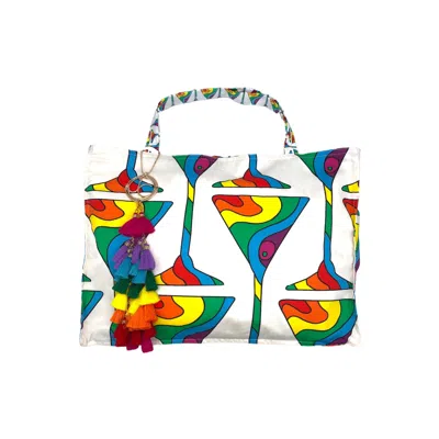 Julia Clancey Women's Rainbow Martini Grande & Mini Reversible Eco Tote Bag In White