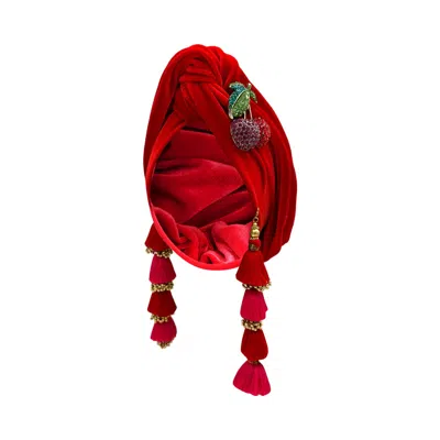 Julia Clancey Women's Red Cherry On The Top Ruby Dorado Turban In Gray