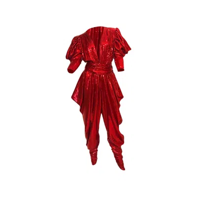 Julia Clancey Women's Red Gloria Ruby Sequin Jumpsuit Set
