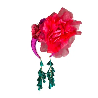 Julia Clancey Women's Red Jagger Rose Flower Band
