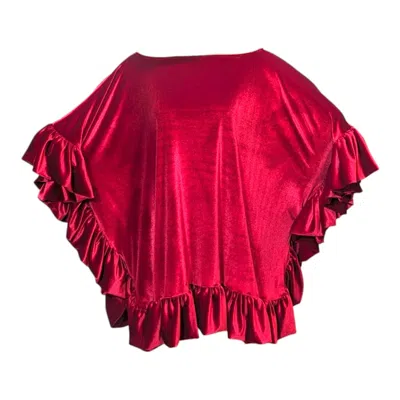 Julia Clancey Women's Red Mini Ruffle Ruby Velour  Dress In Pink