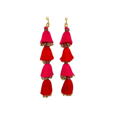 Julia Clancey Women's Red Ruby Magenta Dorado Tassels