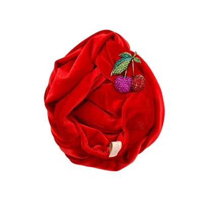 Julia Clancey Women's Red Ruby  X Cherries Turban