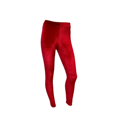 Julia Clancey Women's Red Snuggle Leggings Velour Ruby