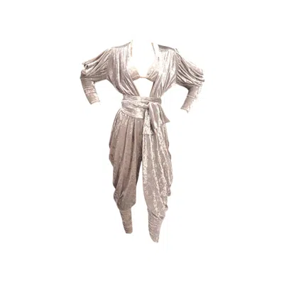 Julia Clancey Women's Silver Oyster Gloria  Velour Jumpsuit Set