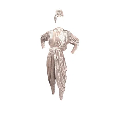 Julia Clancey Women's Silver Shimmy Oyster Gloria Velour Jumpsuit Set