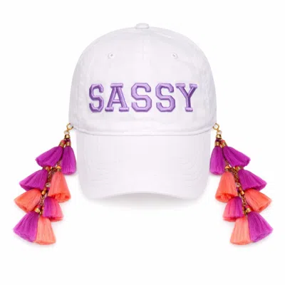 Julia Clancey Women's Tasseltastic Sassy White  Baseball Cap In Pink