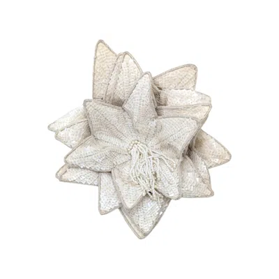 Julia Clancey Women's White Sequin Flower Lapel Brooch