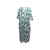 Julia Clancey Women's White Veronica Martini Swirl Azure Linen Kaftan