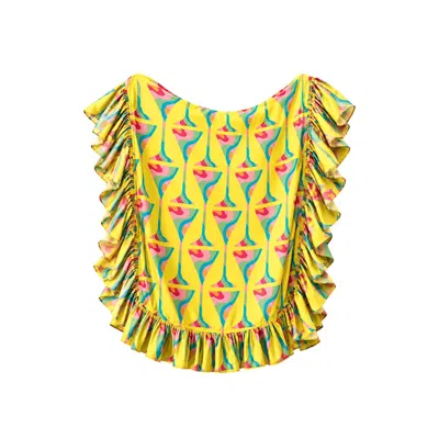 Julia Clancey Women's Yellow Lemon Martini Mini Ruffle Dress