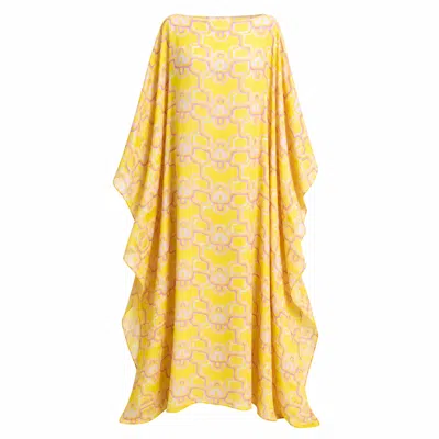 Julia Clancey Women's Yellow Lydy Limon Silk Georgette Kaftan