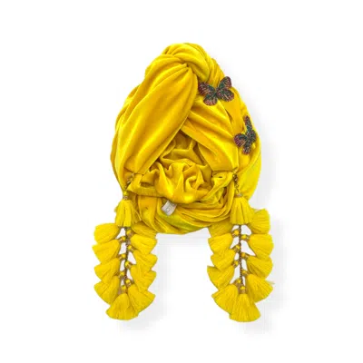 Julia Clancey Women's Yellow / Orange Butterfly Sunshine Chacha Turban