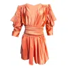 Julia Clancey Women's Yellow / Orange Carmenita  Peach Bermuda Jumpsuit Set In Yellow/orange