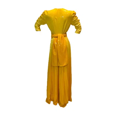 Julia Clancey Women's Yellow / Orange Olivia Saffron Dip Dye Sequin Palazzo Jumpsuit