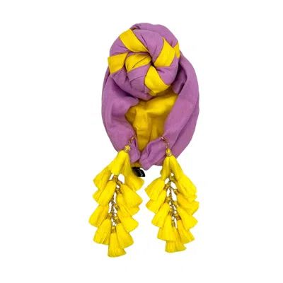 Julia Clancey Women's Yellow / Orange / Pink Edith Yellow Reversible  Linen Turban In Gray
