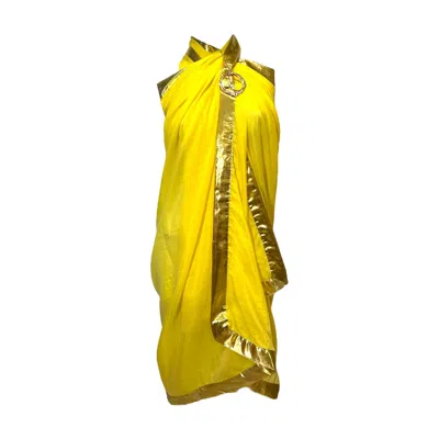 Julia Clancey Women's Yellow / Orange Silk Cotton Golden Sunshine Pendant Sarong In Yellow/orange