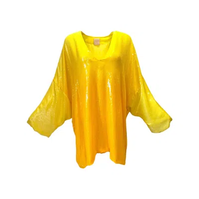 Julia Clancey Women's Yellow / Orange Veronica Sunshine Limon Sequin Mini Kaftan Dress