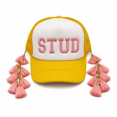 Julia Clancey Women's Yellow Stud Luxe Chacha Trucker Cap