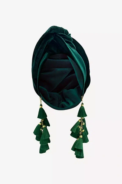 Julia Clancy Chacha Tassel Hair Wrap In Green
