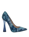 Julia Haart Woman Pumps Azure Size 10 Soft Leather In Blue
