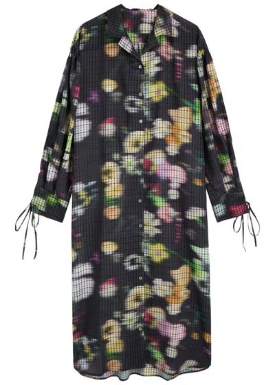 Julia Heuer Fara Floral-print Chiffon Midi Dress In Black