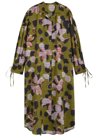 Julia Heuer Fara Floral-print Chiffon Midi Dress In Green