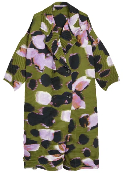 Julia Heuer Johan Plissé Seerksucker Coat In Green