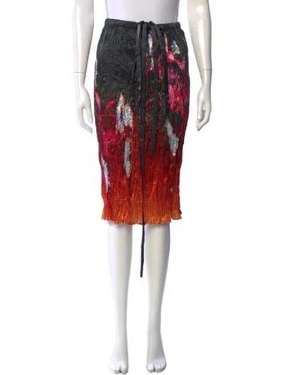 Pre-owned Julia Heuer Printed Midi Length Skirt In Red