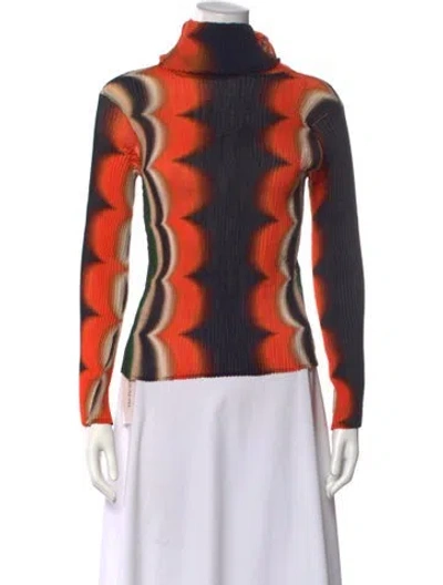 Pre-owned Julia Heuer Printed Turtleneck Top In Orange