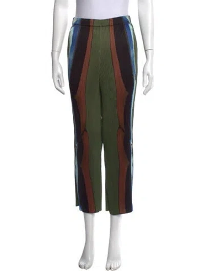 Pre-owned Julia Heuer Printed Wide Leg Pants In Green