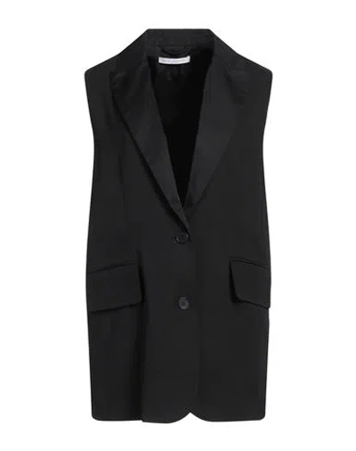 Julia Jentzsch Woman Tailored Vest Black Size L Viscose, Virgin Wool
