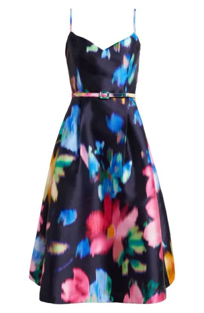 Julia Jordan Abstract Floral Cocktail Dress In Navy Multi
