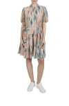 JULIA JORDAN ABSTRACT PRINT CRINKLE CHIFFON SHIFT DRESS