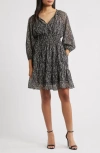 Julia Jordan Printed Chiffon Mini Dress In Black