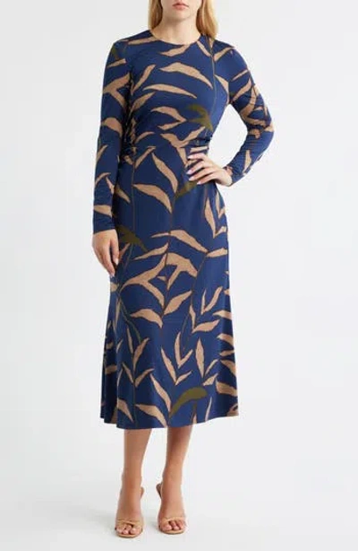 Julia Jordan Abstract Print Long Sleeve Midi Dress In Multi