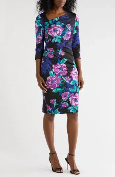 Julia Jordan Asymmetric Midi Dress In Multi
