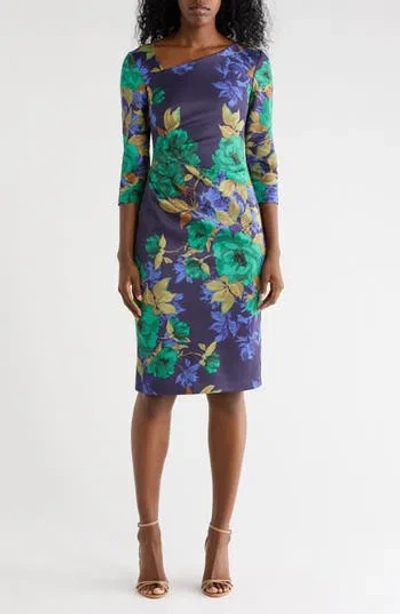 Julia Jordan Asymmetric Midi Dress In Multi