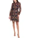 Julia Jordan Florentine Print Long Sleeve Tie Neck Shirtdress In Multi
