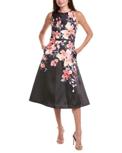 Julia Jordan Belted Mikado Midi Dress In Black