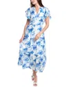 Julia Jordan Flutter Sleeve Tiered Maxi Dress In Blue