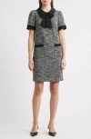 Julia Jordan Bow Detail Bouclé Tweed Dress In Black