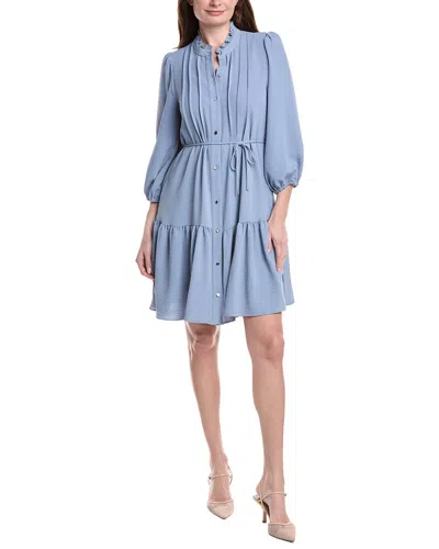 Julia Jordan Brighton Airwash Long Sleeve Mini Dress In Blue